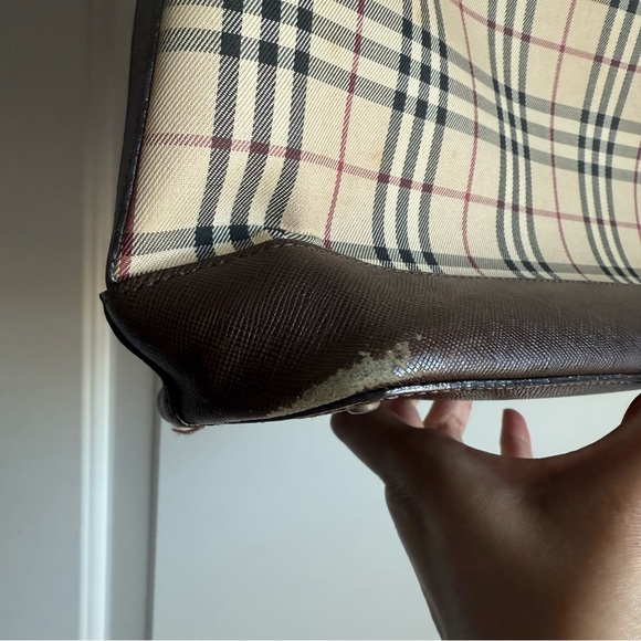 BURBERRY Nova Check Tote Bag Canvas Leather - Picture 8 of 13